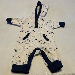 Old Navy Blue and White Animal Paw Patterned Romper